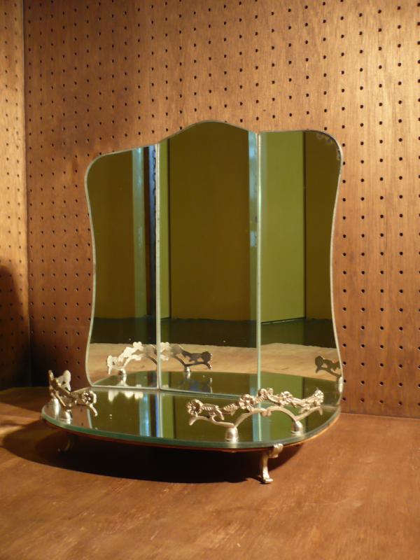イタリア製 ヴィンテージ スタンドミラー 卓上 鏡(立て掛け式)